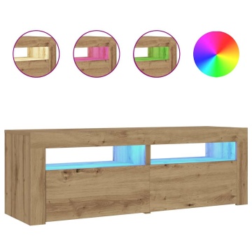 Noptiere cu lumini LED, 2 buc.,Stejar artizanal, 60x35x40 cm - Img 2
