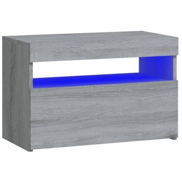 Noptiere cu lumini LED, gri sonoma, 60x35x40 cm - Img 2