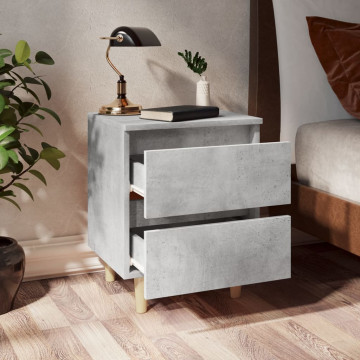 Noptiere cu picioare lemn masiv pin 2 buc. gri beton 40x35x50cm - Img 5