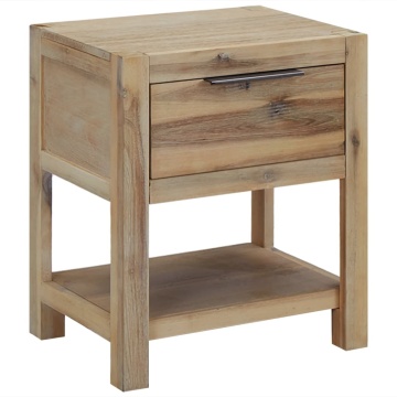 Noptiere cu sertare, 2 buc., 40x30x48 cm, lemn masiv de acacia - Img 2