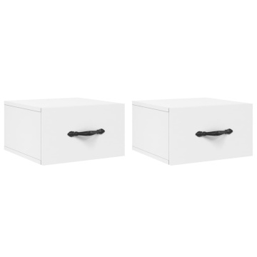 Noptiere de perete, 2 buc., alb, 35x35x20 cm - Img 2
