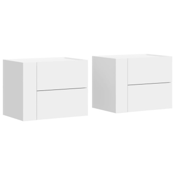 Noptiere de perete, 2 buc., alb, 45x30x35 cm - Img 2
