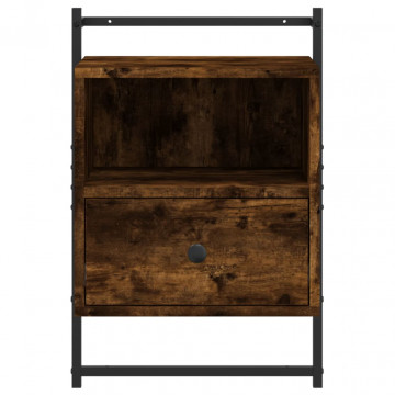 Noptiere de perete, 2 buc., stejar fumuriu, 40x30x61 cm, lemn - Img 6