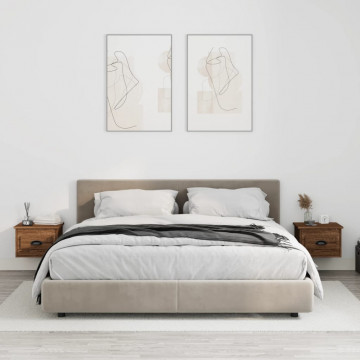 Noptiere de perete, 2 buc., stejar maro, 41,5x36x28 cm - Img 1