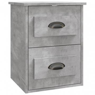 Noptiere suspendate pe perete, 2 buc., gri beton, 41,5x36x53 cm - Img 6