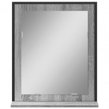 Oglindă baie cu raft gri sonoma 50x12x60 cm lemn prelucrat - Img 4