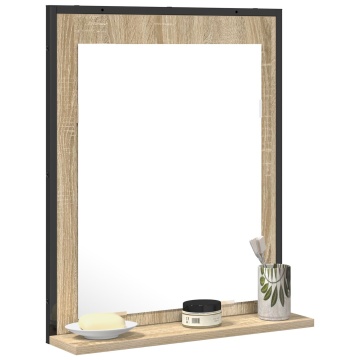 Oglindă baie cu raft stejar sonoma 50x12x60 cm lemn prelucrat - Img 3