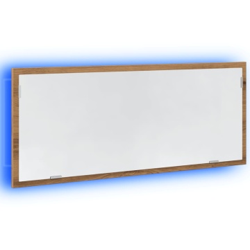 Oglindă baie LED stejar artizanal, 100x8,5x37 cm lemn prelucrat - Img 3