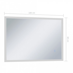 Oglindă cu LED de perete de baie cu senzor tactil, 100 x 60 cm - Img 7