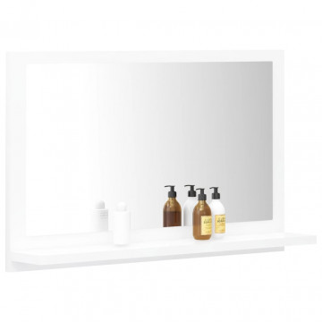 Oglindă de baie, alb, 60x10,5x37 cm, lemn prelucrat - Img 4
