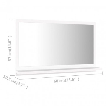 Oglindă de baie, alb, 60x10,5x37 cm, lemn prelucrat - Img 6