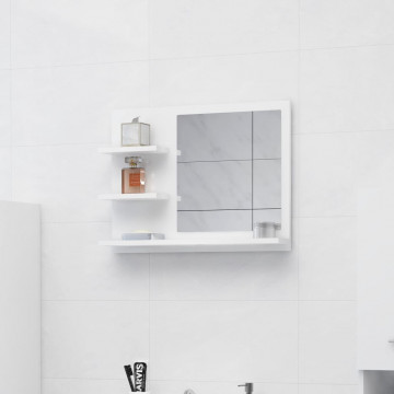 Oglindă de baie, alb extralucios, 60 x 10,5 x 45 cm, PAL - Img 1