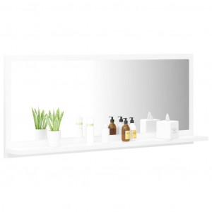 Oglindă de baie, alb extralucios, 90 x 10,5 x 37 cm, PAL - Img 3