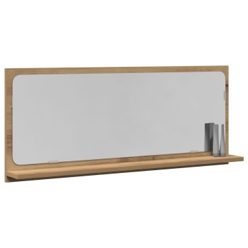 Oglindă de baie Artisian Oak 90x10,5x37 cm, din lemn lucrat - Img 3