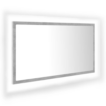 Oglindă de baie cu LED, gri beton, 80x8,5x37 cm, acril - Img 2