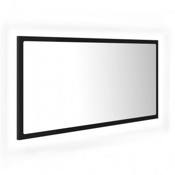 Oglindă de baie cu LED, negru, 90x8,5x37 cm, PAL - Img 2