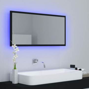Oglindă de baie cu LED, negru, 90x8,5x37 cm, PAL - Img 8