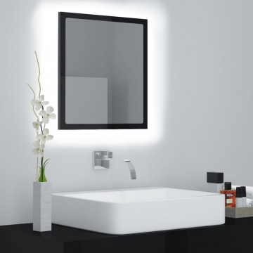 Oglindă de baie cu LED, negru extralucios, 40x8,5x37 cm - Img 1