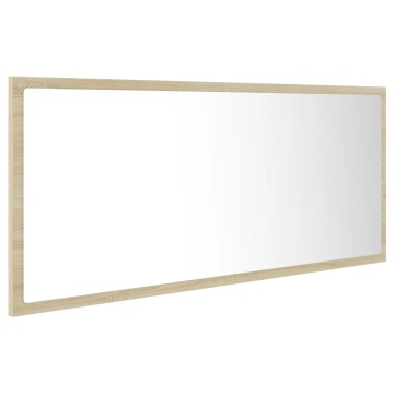Oglindă de baie cu LED, stejar sonoma, 100x8,5x37 cm, acril - Img 5
