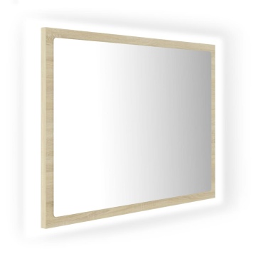 Oglindă de baie cu LED, stejar sonoma, 60x8,5x37 cm, acril - Img 2