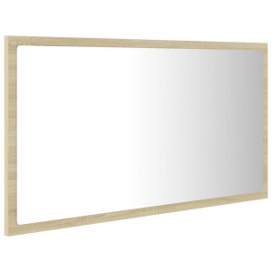 Oglindă de baie cu LED, stejar sonoma, 80x8,5x37 cm, PAL - Img 5