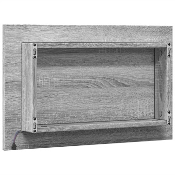 Oglindă de baie LED, gri sonoma, 60x8,5x38 cm lemn prelucrat - Img 7