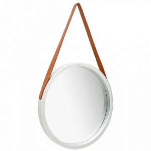 Oglindă de perete cu o curea, 50 cm, argintiu - Img 1