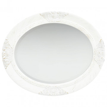 Oglindă de perete în stil baroc, alb, 50 x 60 cm - Img 3