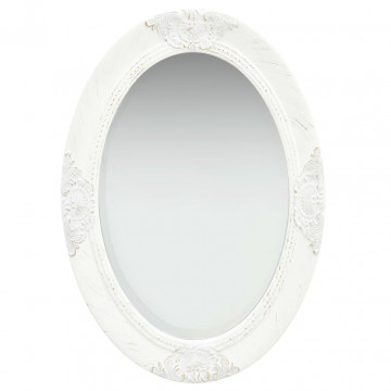 Oglindă de perete în stil baroc, alb, 50 x 70 cm - Img 1
