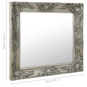 Oglindă de perete în stil baroc, argintiu, 50 x 50 cm - Img 7