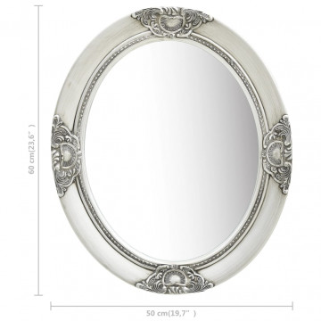Oglindă de perete în stil baroc, argintiu, 50 x 60 cm - Img 5