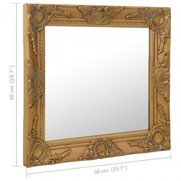 Oglindă de perete în stil baroc, auriu, 50 x 50 cm - Img 4
