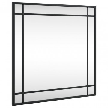 Oglindă de perete, negru, 50x50 cm, pătrată, fier - Img 2
