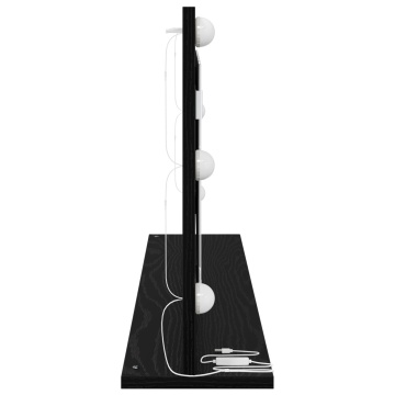 Oglindă de toaletă cu lumini LED Stejar negru 100x45x18 cm - Img 4