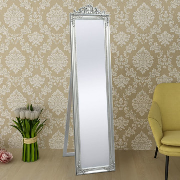 Oglindă verticală în stil baroc 160 x 40 cm argintiu - Img 4