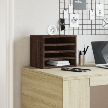 Organizator birou, stejar maro, 36x26x29,5 cm lemn prelucrat - Img 3