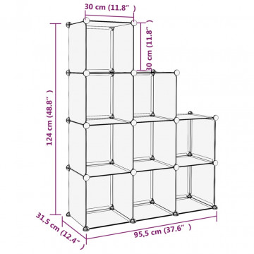 Organizator cub de depozitare, 9 cuburi, transparent, PP - Img 6