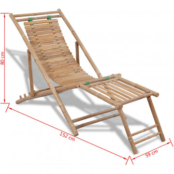 Outdoor Deck Chair with Footrest Bamboo - Img 6