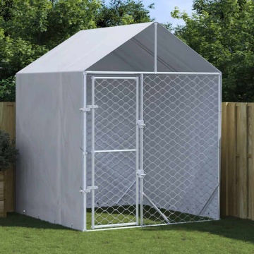Padoc de exterior cu acoperiș argintiu 2x2x2,5m oțel galvanizat - Img 1
