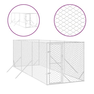 Padoc de exterior pentru câini argintiu 2x6x2 m oțel galvanizat - Img 2