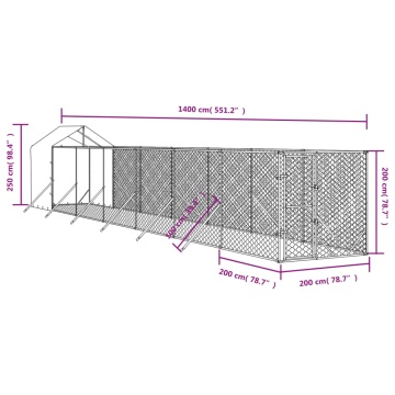 Padoc exterior cu acoperiș argintiu 2x14x2,5 m oțel galvanizat - Img 4