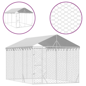 Padoc exterior cu acoperiș argintiu 3x4,5x2,5 m oțel galvanizat - Img 2