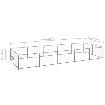 Padoc pentru câini, argintiu, 10 m², oțel - Img 5