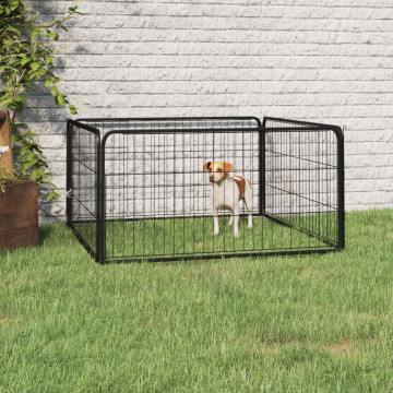 Padoc pentru câini cu 4 panouri, negru, 100x50 cm, oțel - Img 1