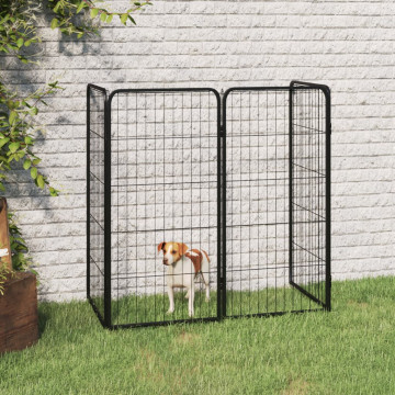 Padoc pentru câini cu 4 panouri, negru, 50x100 cm, oțel - Img 3