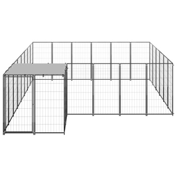 Padoc pentru câini, negru, 12,1 m², oțel - Img 2