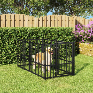Padoc pentru câini, negru, 193,5x97x100 cm, oțel - Img 1
