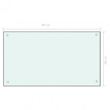Panou antistropi de bucătărie, alb, 90x50 cm, sticlă securizată - Img 5