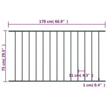 Panou de gard, antracit, 1,7x0,75 m, oțel vopsit electrostatic - Img 4