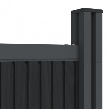 Panou de gard cu 2 stâlpi, gri, 180x186 cm, WPC - Img 6